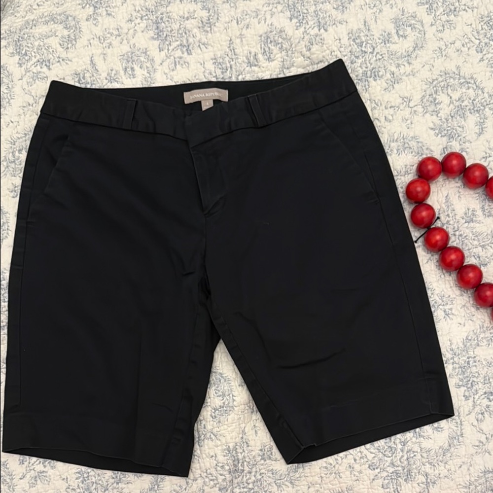 Banana Republic Black Bermuda Shorts Tailored Cotton Blend